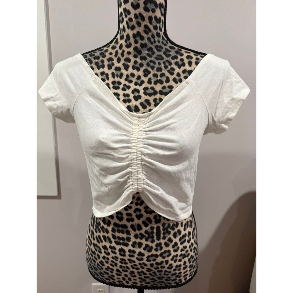 American Eagle off the shoulder white cinched cropped top shirt large